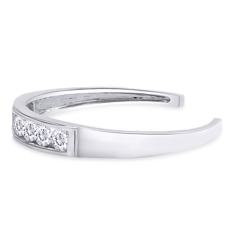 2/7 Ct Simulated Diamond Adjustable Channel Set Toe Ring 10k Solid White Gold