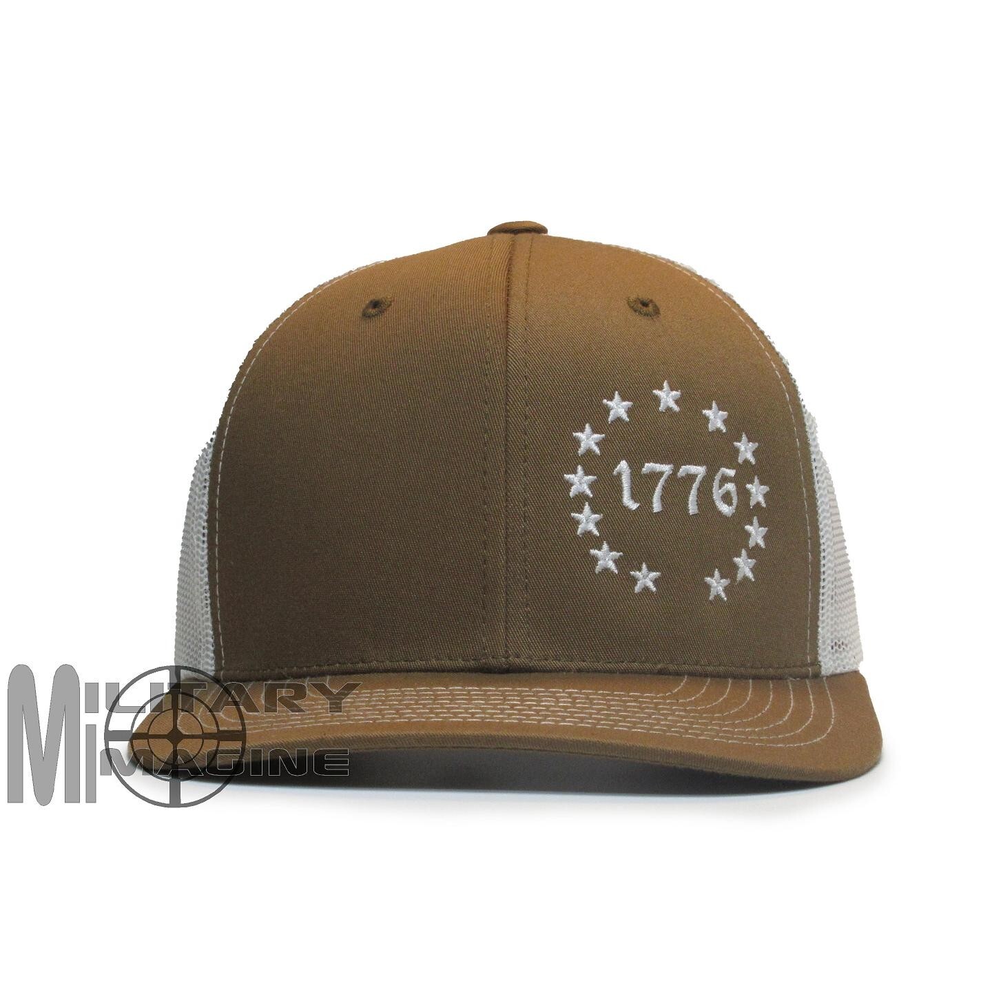 1776 Betsy Ross 13 Colonies 2A Coyote / White hat cap Trucker Mesh Snapback