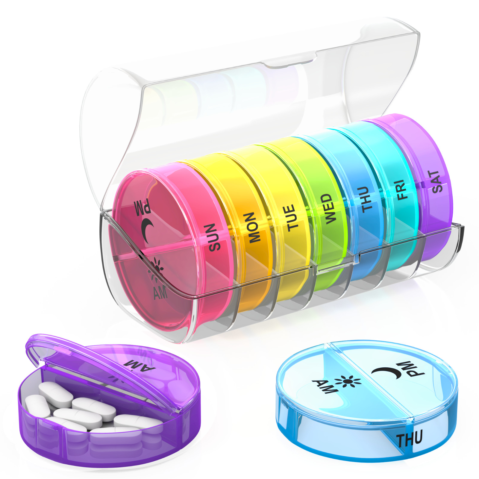 Pill Organizer 2 Times a Day Weekly AM PM Pill Box Large Capacity 7 Day Case