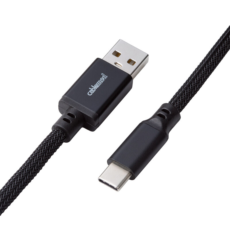 CableMod Pro Coiled Keyboard Cable USB-C to USB Type A, Midnight Black - 150cm