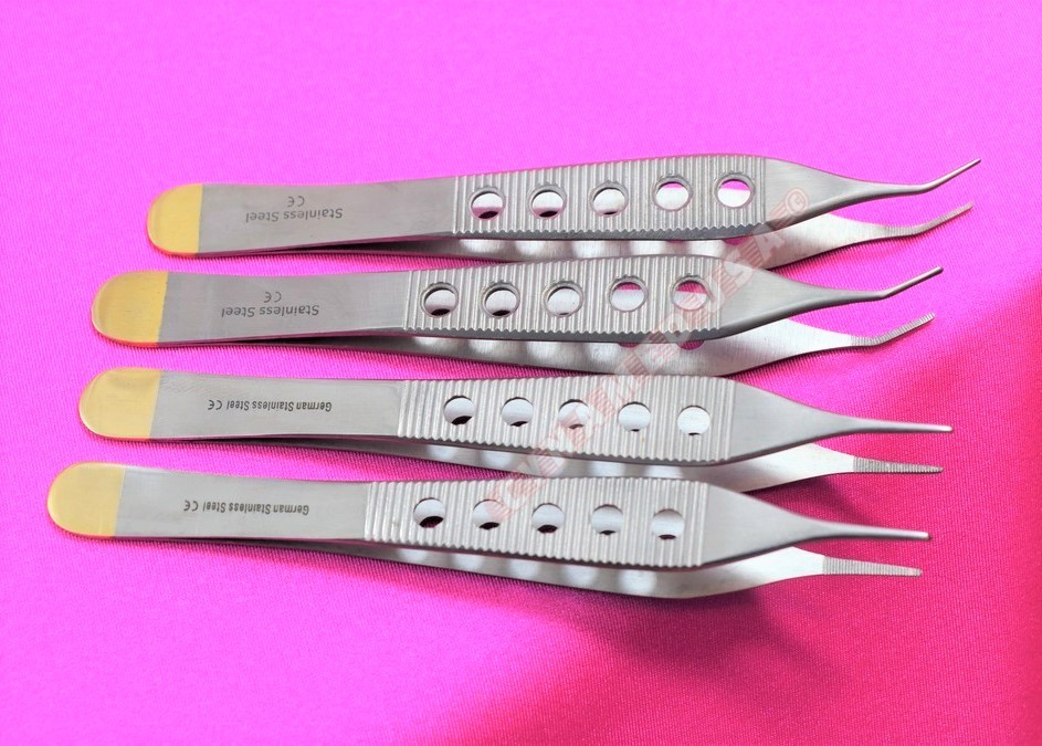 NEW 4 Adson Dressing Forcep Fine CVD + STR Tip 4.75" Plastic Surgery Instrument