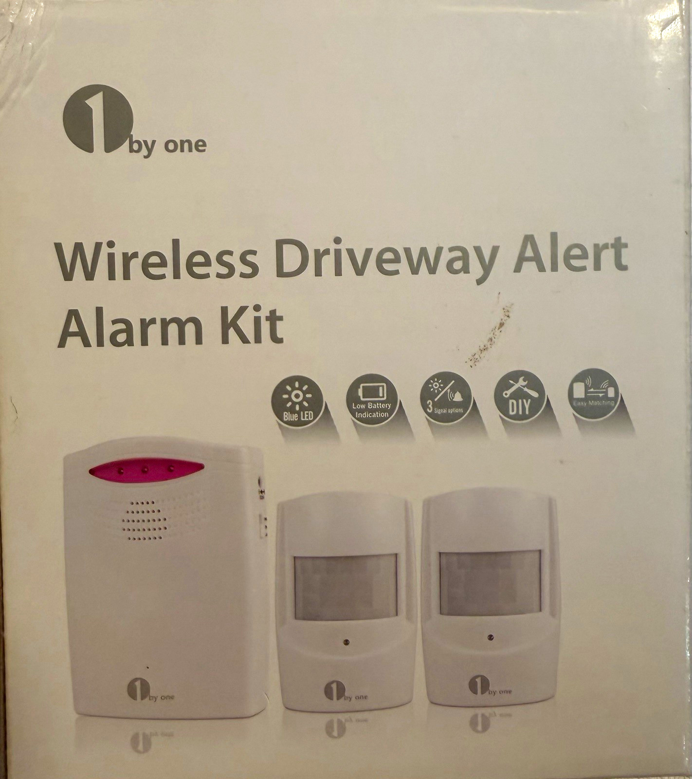 1byone Wireless Driveway Alert Alarm Kit, Receiver & PIR Motion Sensor, DIY