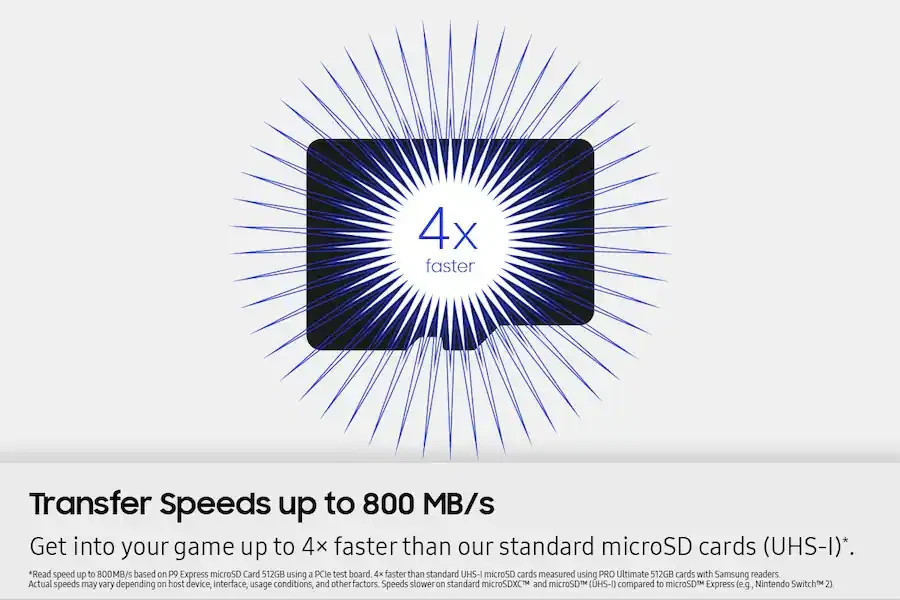 Samsung P9 Express Gaming microSD Card 256GB microSDXC for Switch 2 Switch OLED