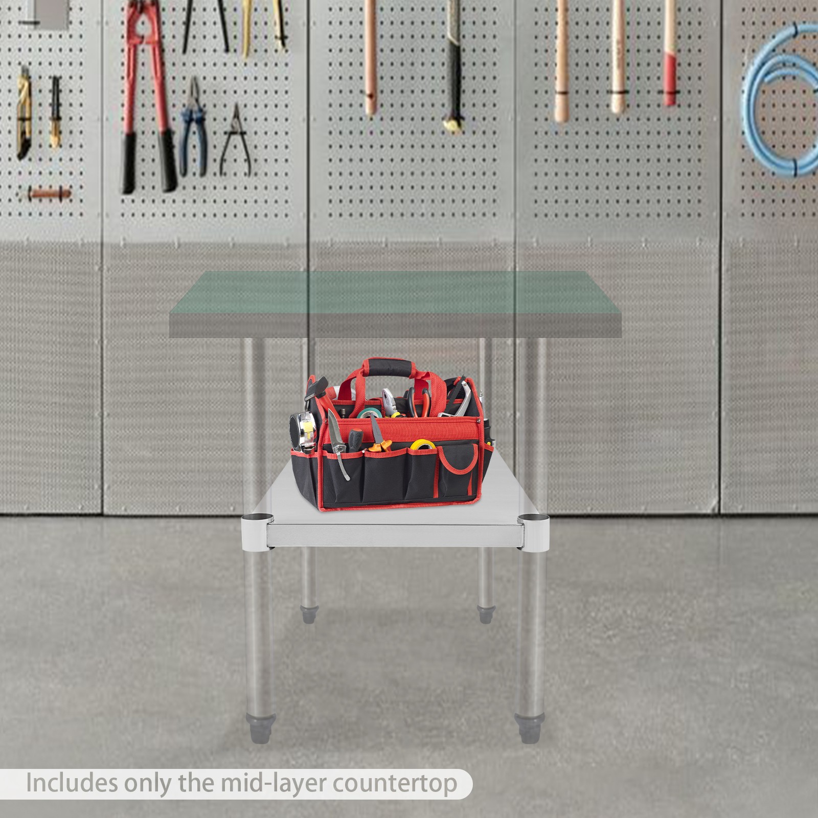 Stainless Steel Adjustable Under Shelf for Work Table - 220lbs Capacity