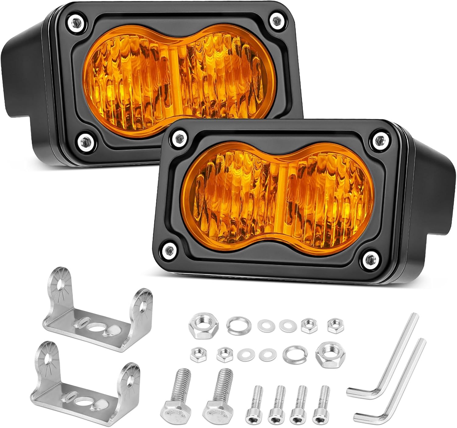 Amber LED Pod Lights, 2Pcs 3 Inch 40W Fog Lights Flood Pods