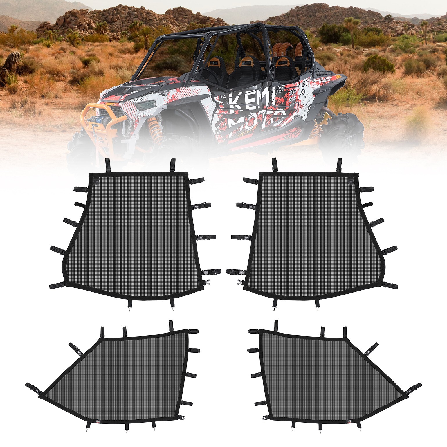 UTV Nets Upper Door PVC Mesh Window for Polaris RZR XP 4 1000 2014-2023 4-Doors