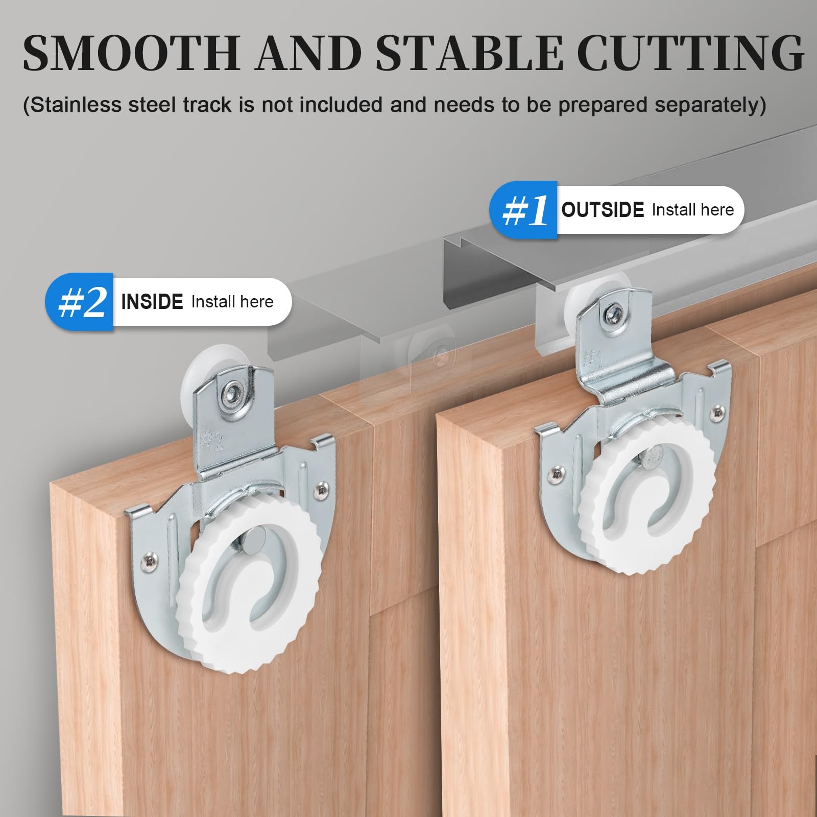 4 Pack Silver Sliding Closet Door Hardware Set Wardrobe Roller Kit