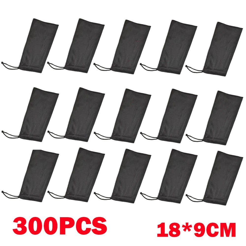 300Pcs 18*9cm Black Micro Fiber Sunglasses Carrying Pouch Soft Case Glasses Bag