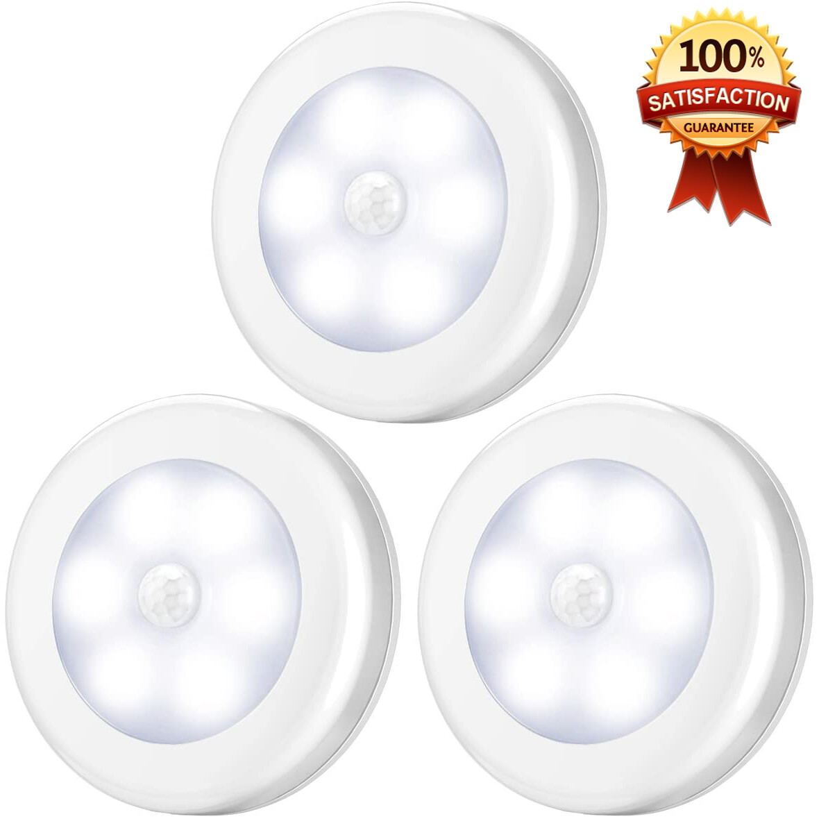 LED Motion Sensor Closet Light Battery Powered Indoor Wall Cabinet Night Light