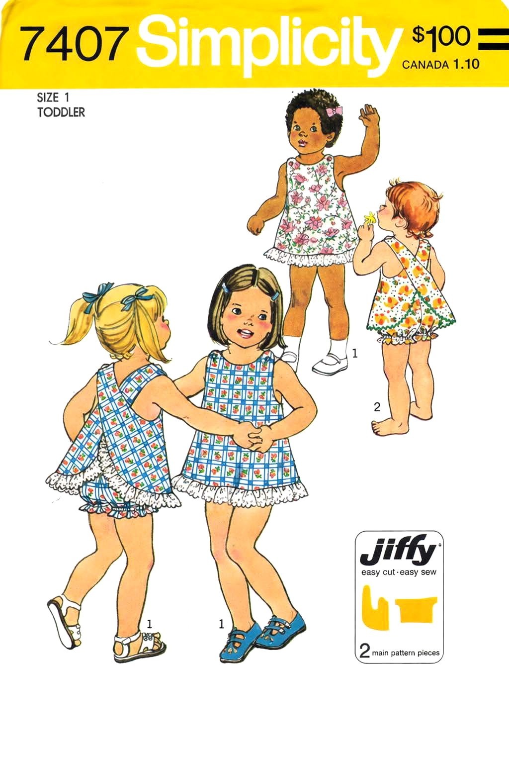 Simplicity 7407 GIRLS Sunsuit Playsuit w/ Panties Sewing PATTERN