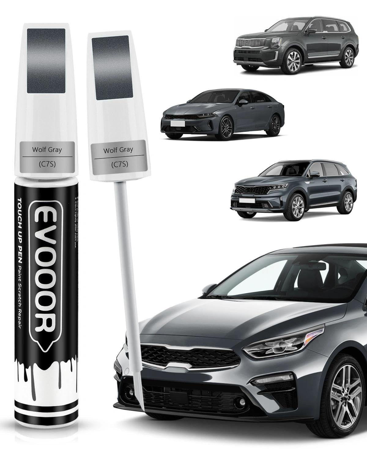 "2in1 Touch Up Paint for Kia  Exact Match Wolf Gray for Chips & Nicks"