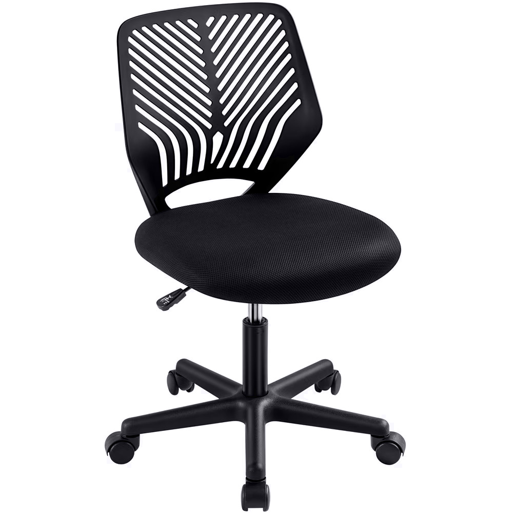 Alden Design Adjustable Armless Mid Back Office Chair, Black, Swivel