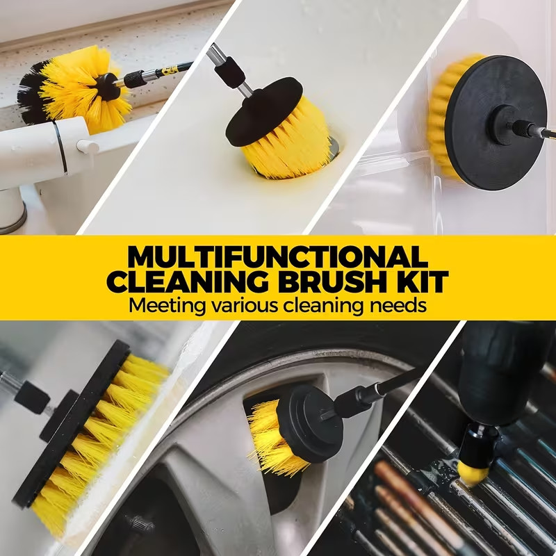 6pc Drill Brush Cleaning Attachment Set Scrub Brushes for Car Bathroom Kitchen