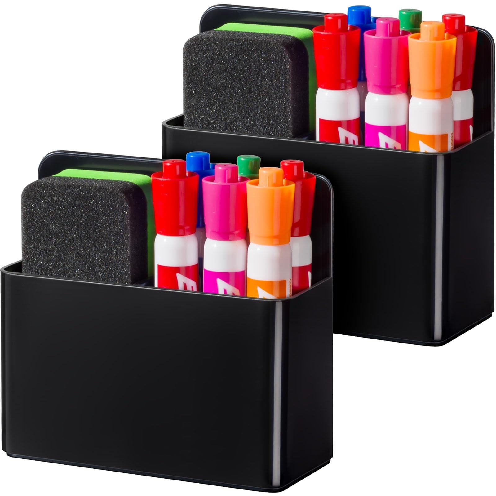 2 Pack Plastic Magnetic Pen Holder for Refrigerator, Dry Erase Marker Holder ...