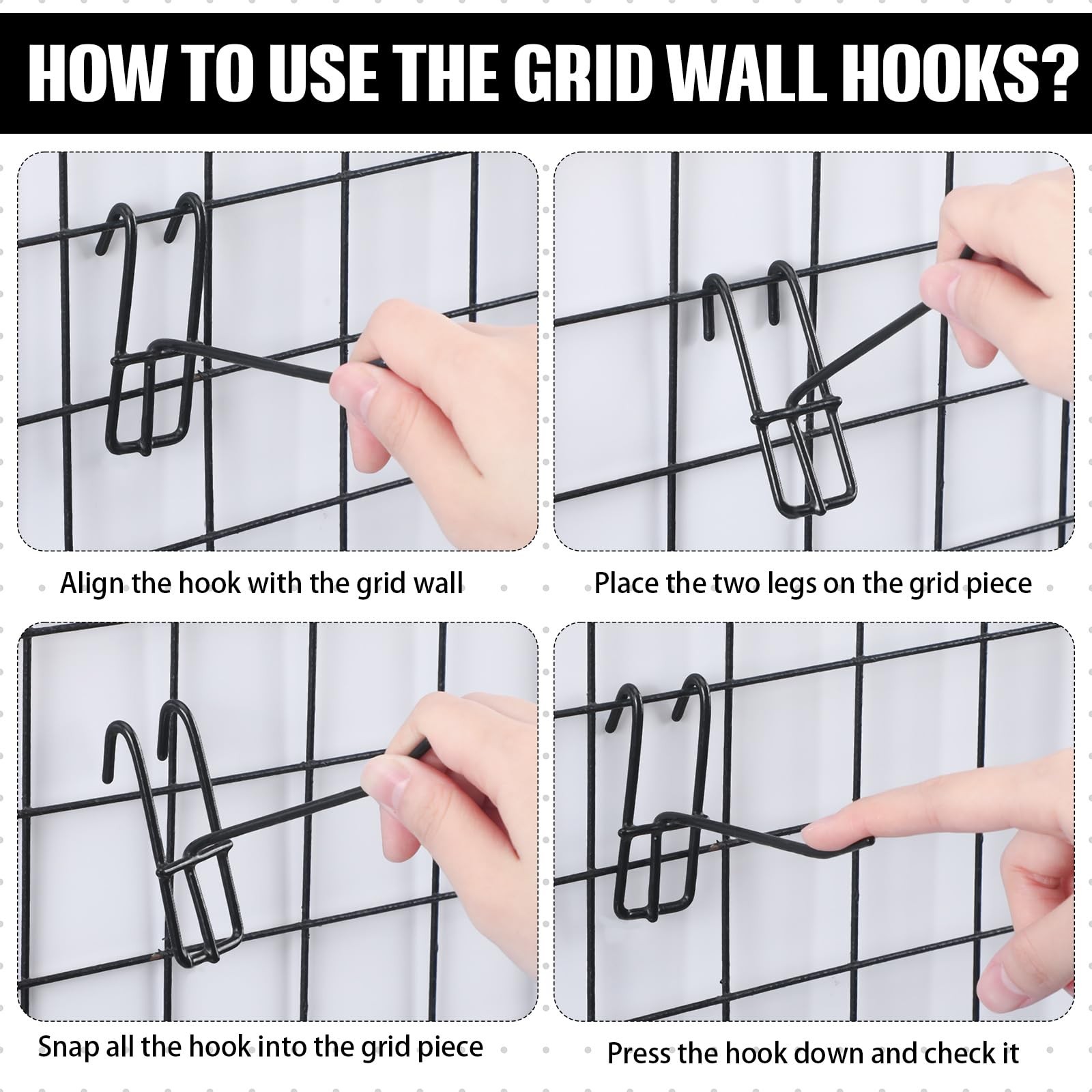 2 Pcs 4 Inch Grid Wall Hooks Gridwall Panel Hooks Store Wall Mount Garage Org...