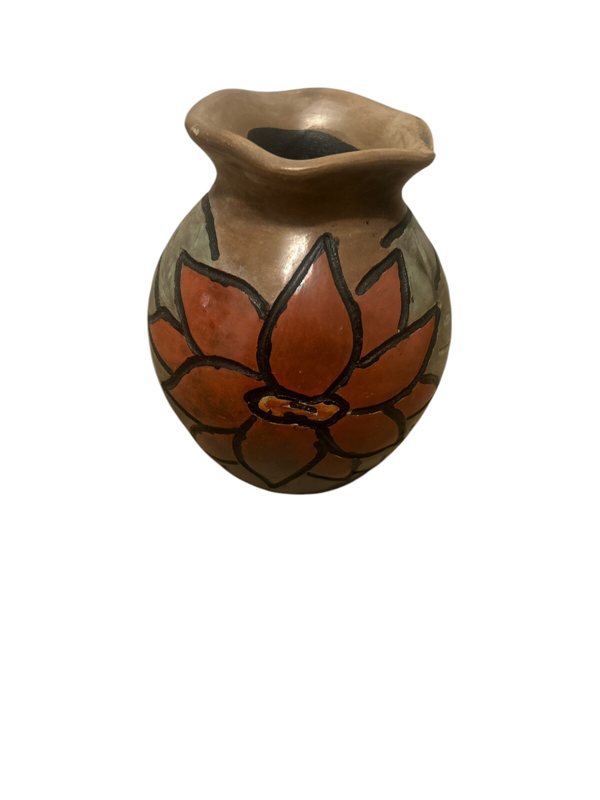 Vintage Chulucanas Peru Pottery Vase Small Signed Luis (Maybe Salas ?) Folk Art