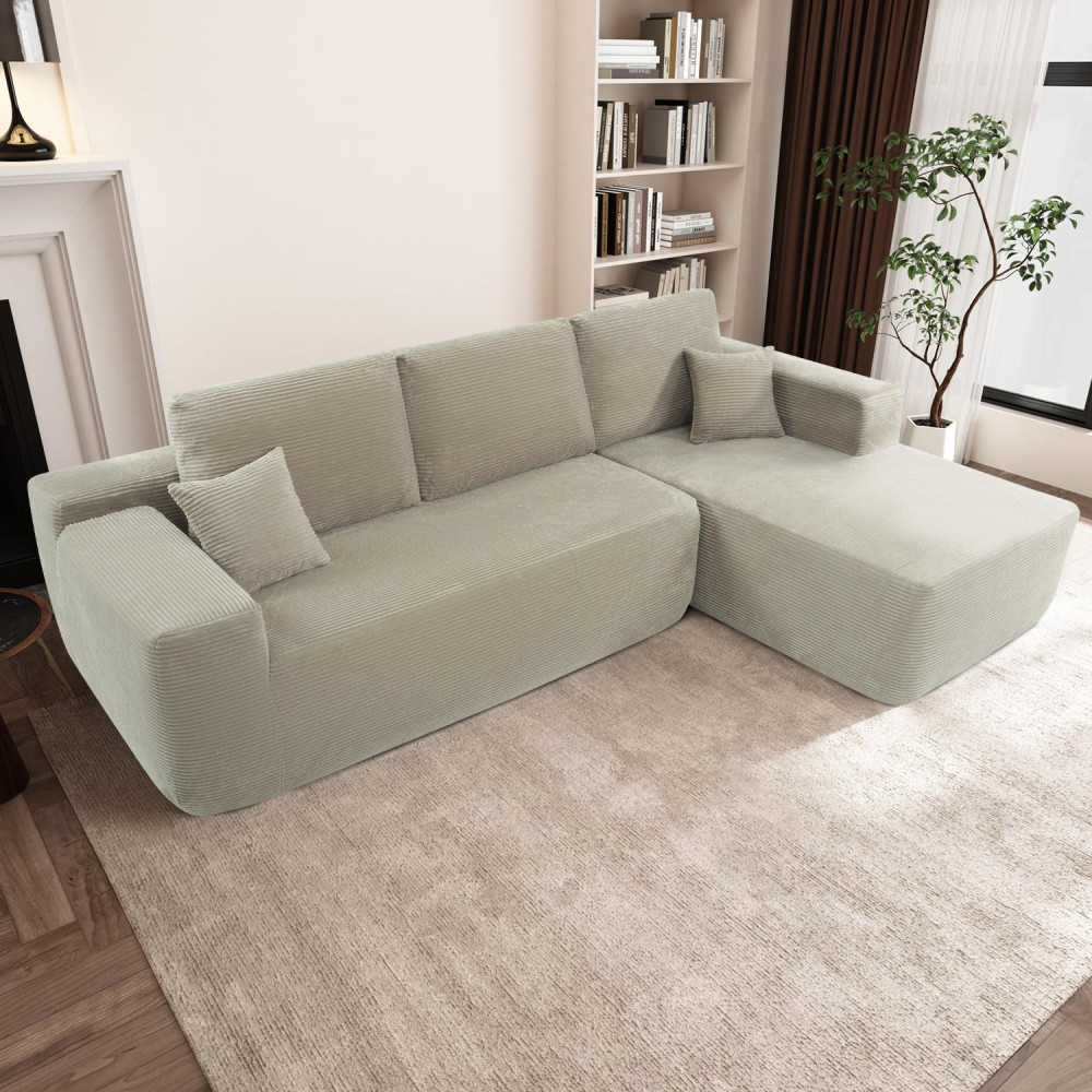 105" Modular Sectional Sofa w/ L-Shape Chaise, Corduroy Fabric, Camel