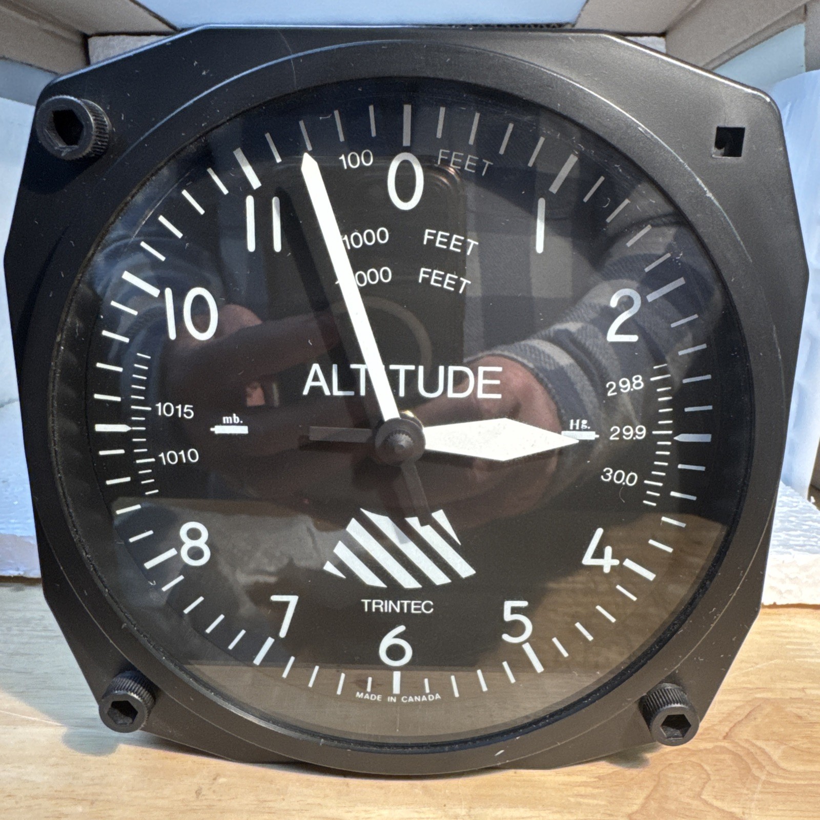 Trintec Classic Altitude Altimeter Aviation Square Clock Tested