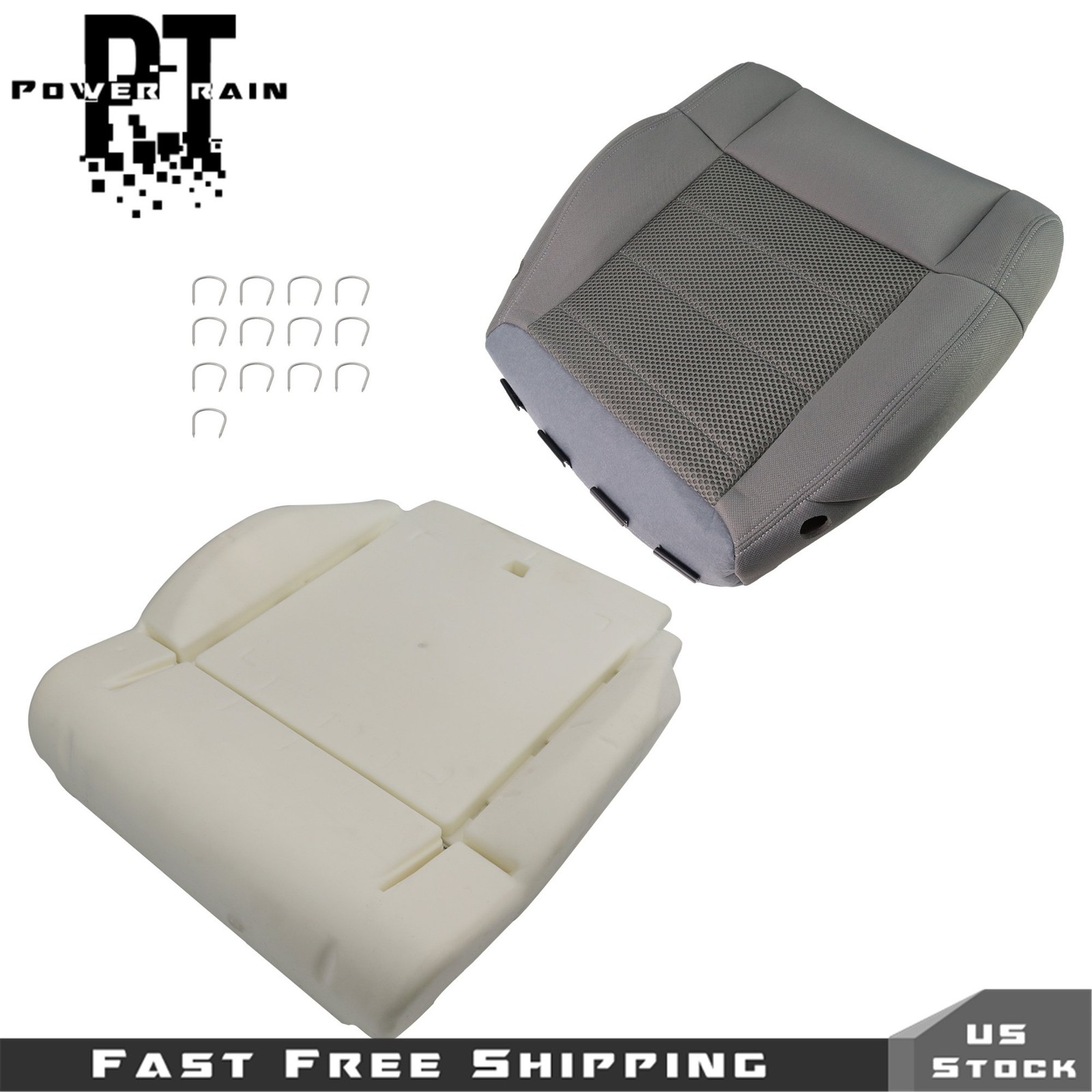 Driver Bottom Seat Cover Assembly Gray Fabric With Foam For Jeep Wrangler 07-12