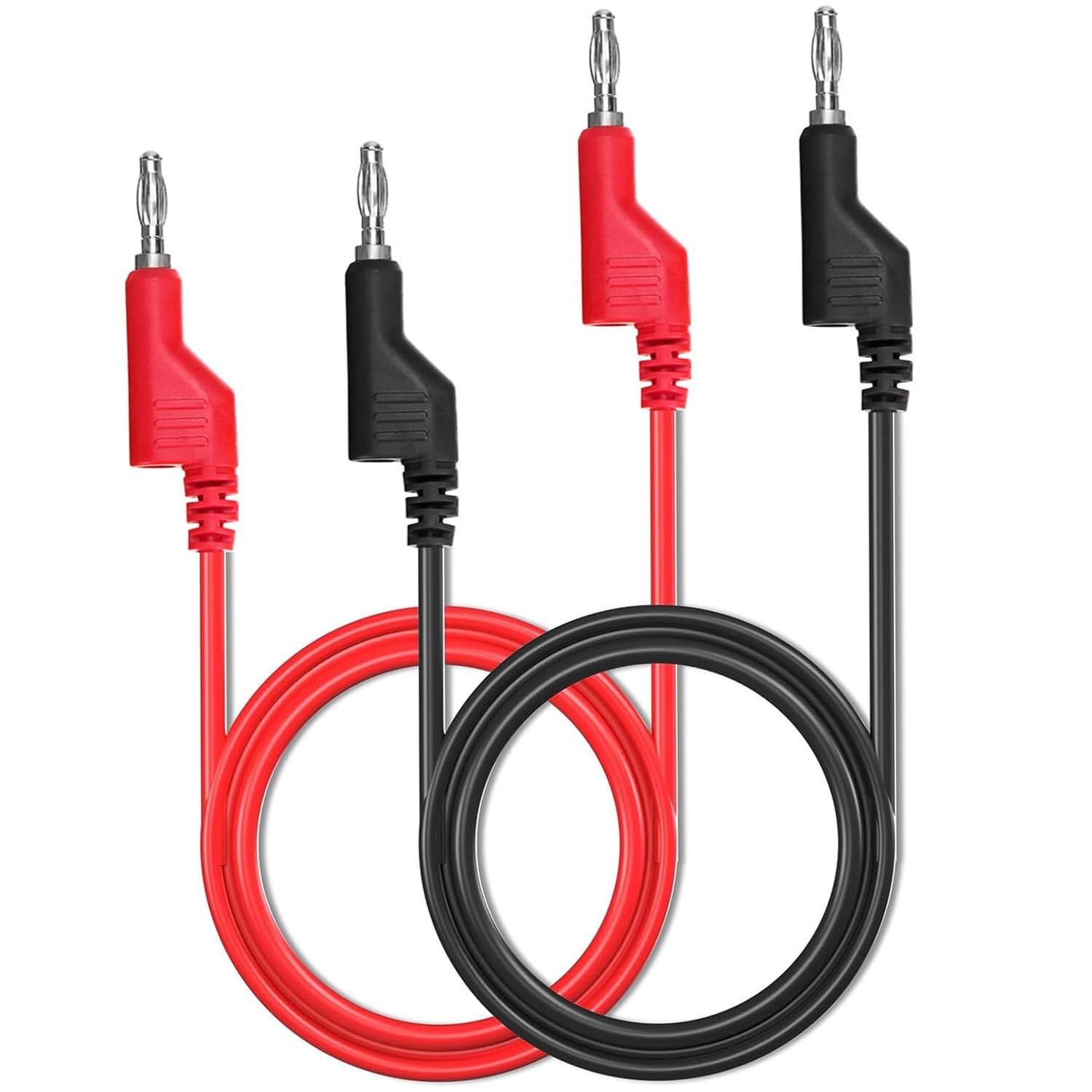 Versatile 2pcs Banana Plug Lead Set - 100cm 4mm Cables for Safe Testing