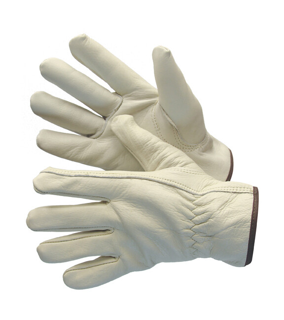 2-PAIR FULL COW GRAIN LEATHER DRIVER WORK GLOVES KEYSTONE - SIZE - LARGE