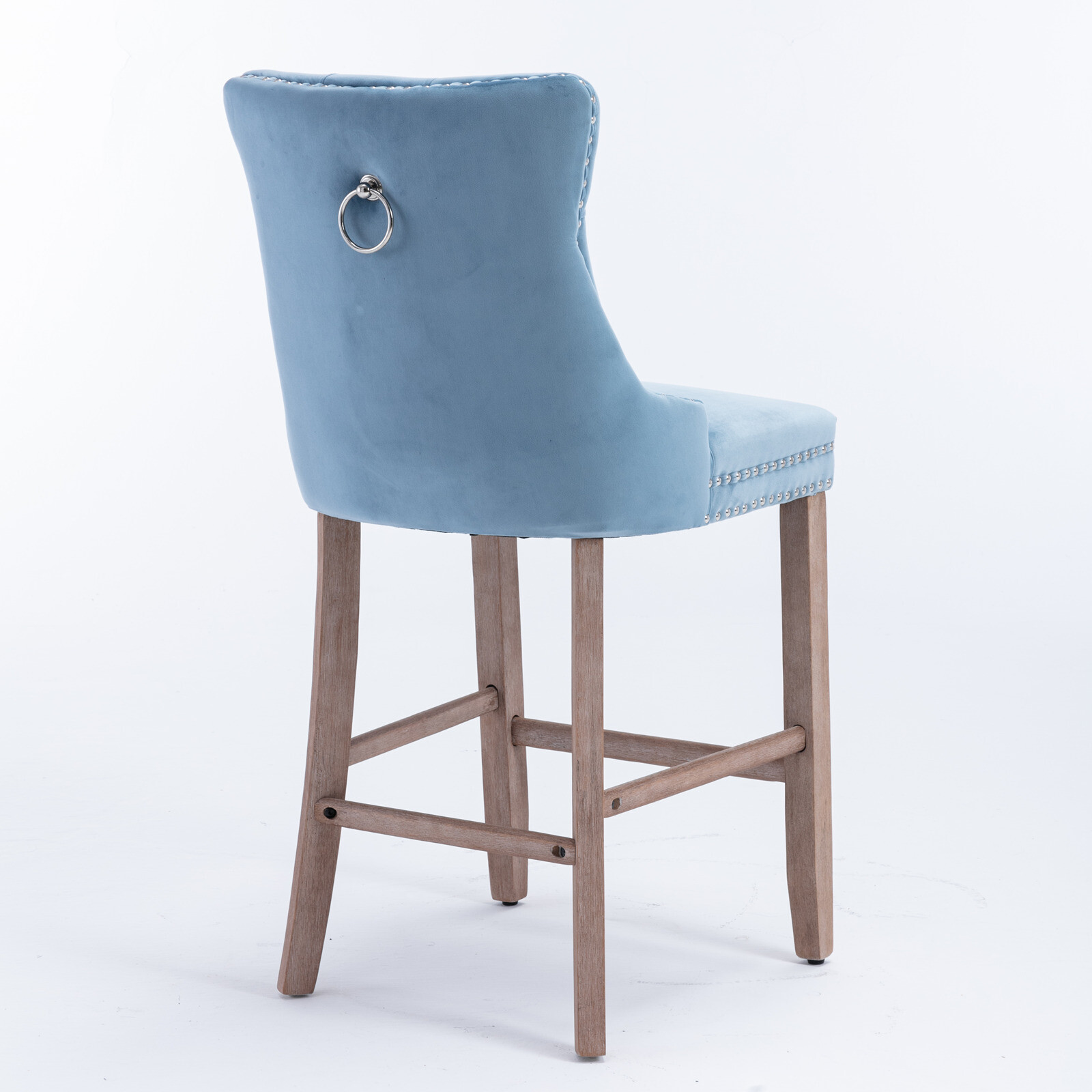 2 Set Velvet Barstools Kitchen Counter Pub Bar Stools Chairs Button Tufted Blue