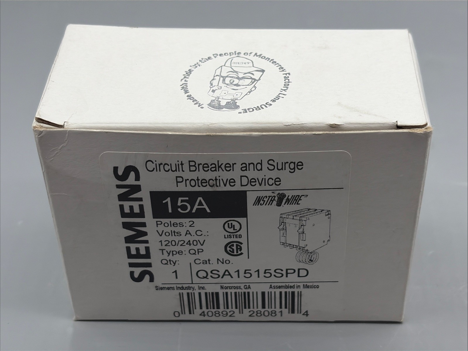 Siemens QSA1515SPD Whole House Surge Protection with Two 15-Amp Circuit Breakers