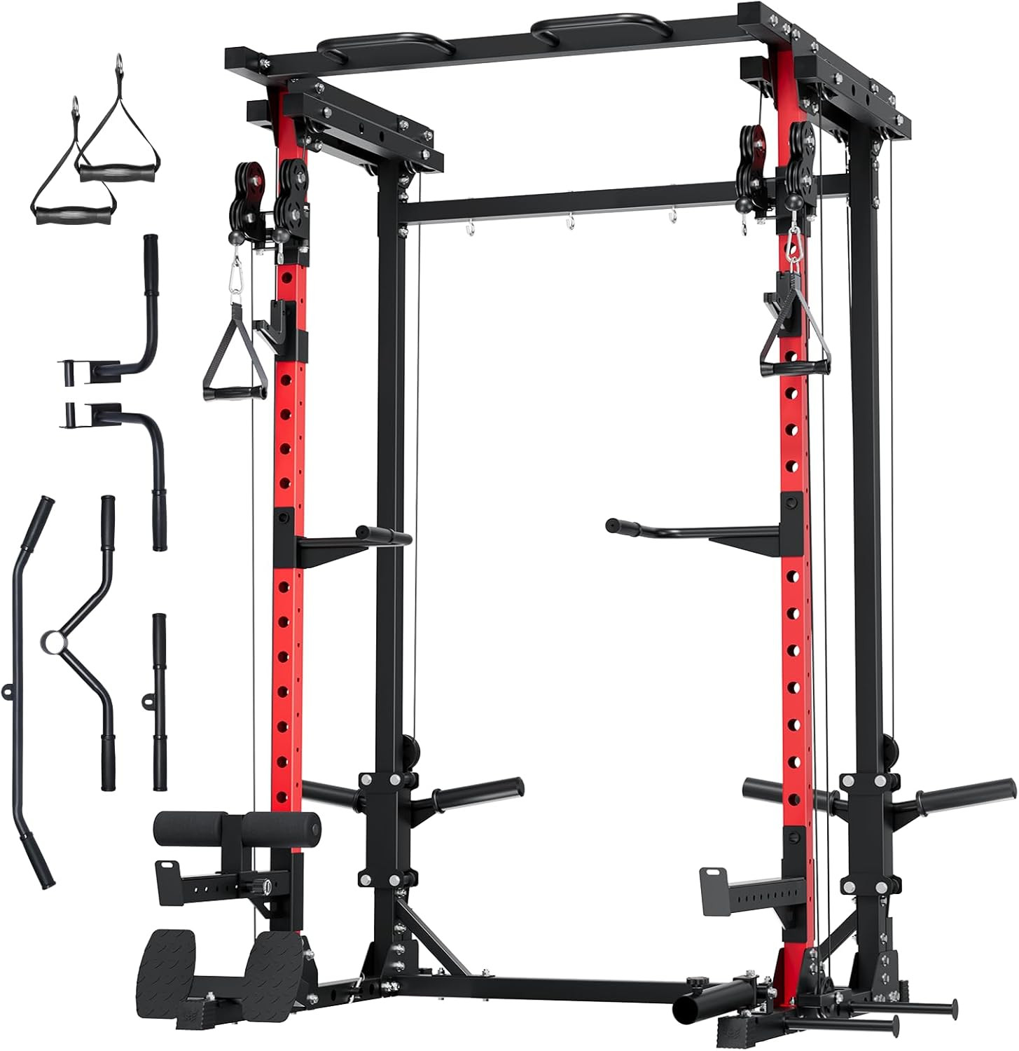 Drone3 Power Rack, 2500Lbs Multi-Function Home Gym Squat Rack with Dual Pulley S