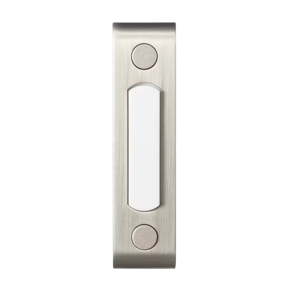 Satin Nickel Metal Wired Lighted Push Doorbell Button