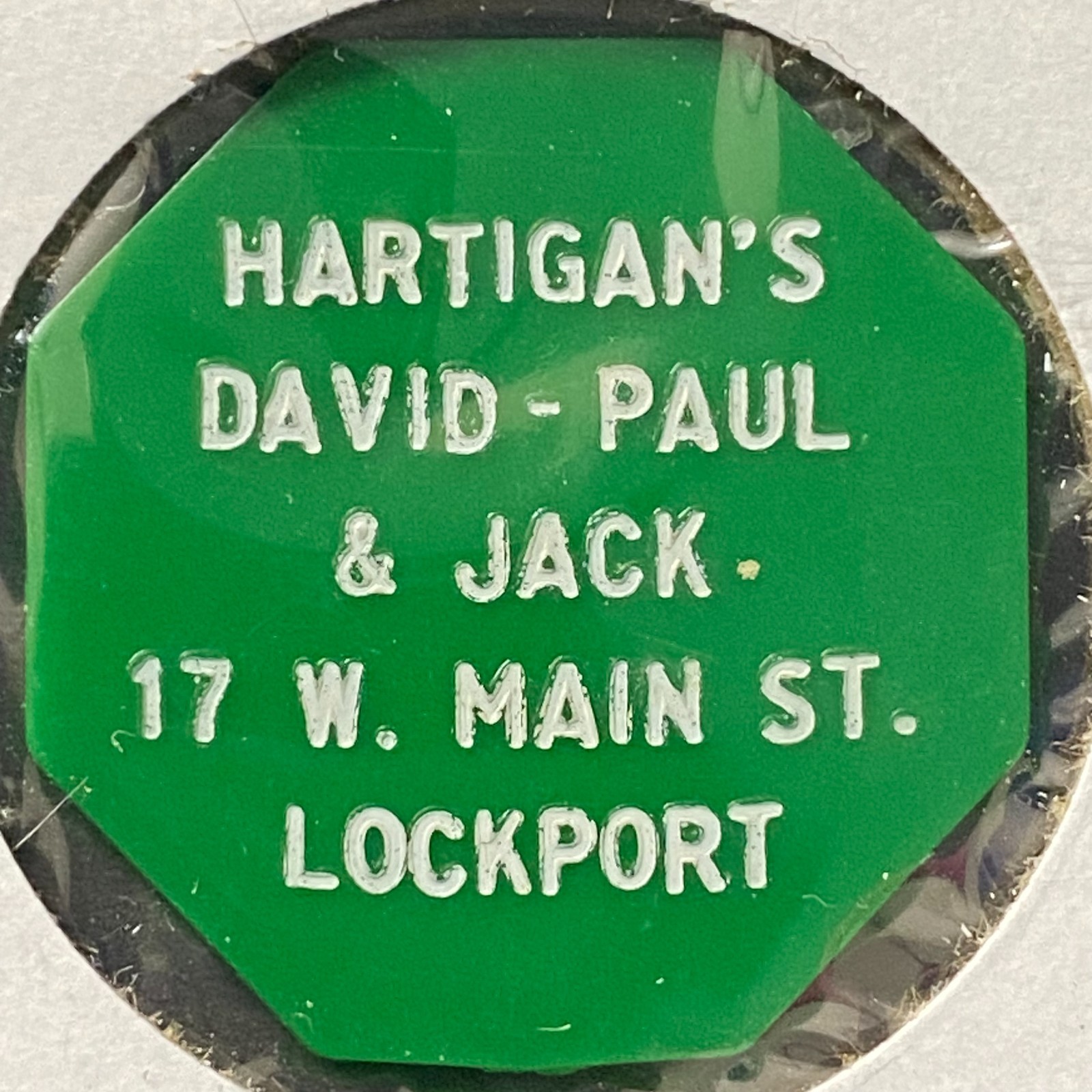 Hartigan's Tavern Restaurant Lockport, NY Plastic G/F 45¢ Trade Token 27x27mm