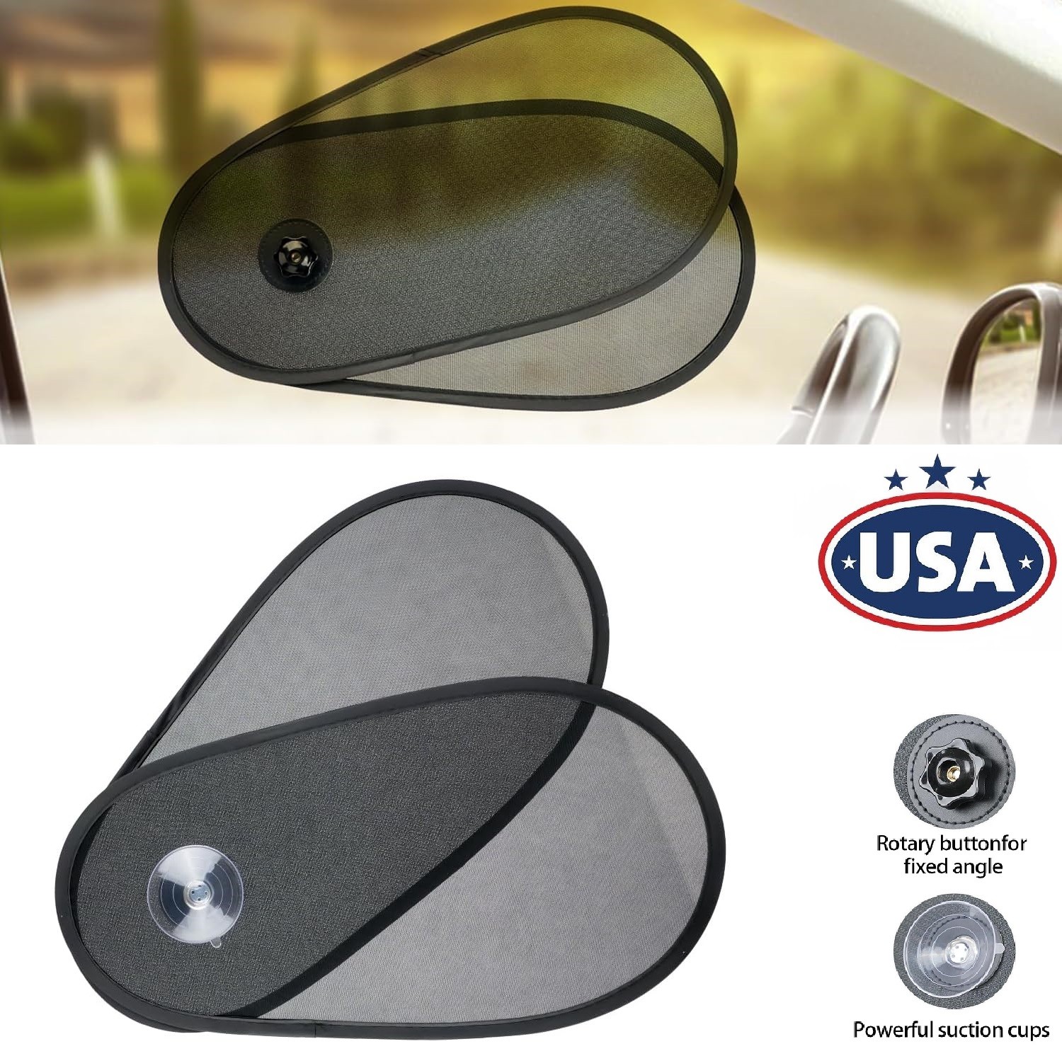 4pcs Adjustable & Rotatable Car Side Window Sun Shade Block Sun Glare for Driver