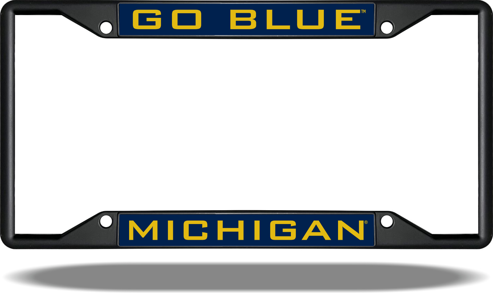 Michigan GO BLUE Black License Plate Frame