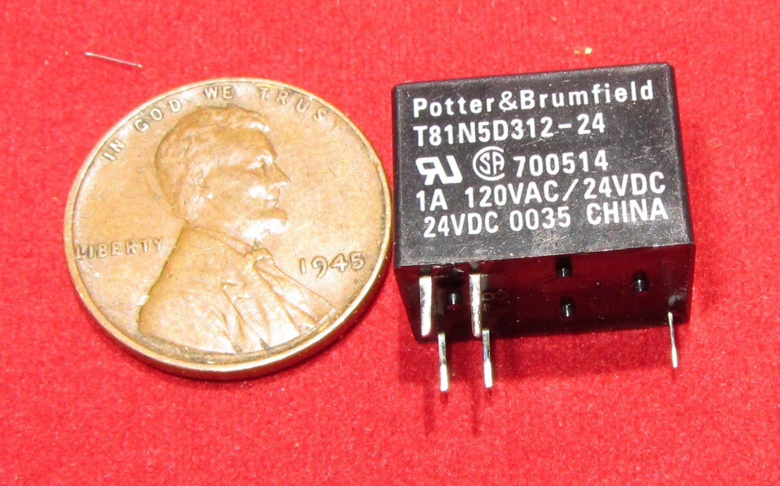 Potter & Brumfield Mini Relay, 24V DC / 125V AC , 1A, 450mW SPDT, T81N5D312-24 i
