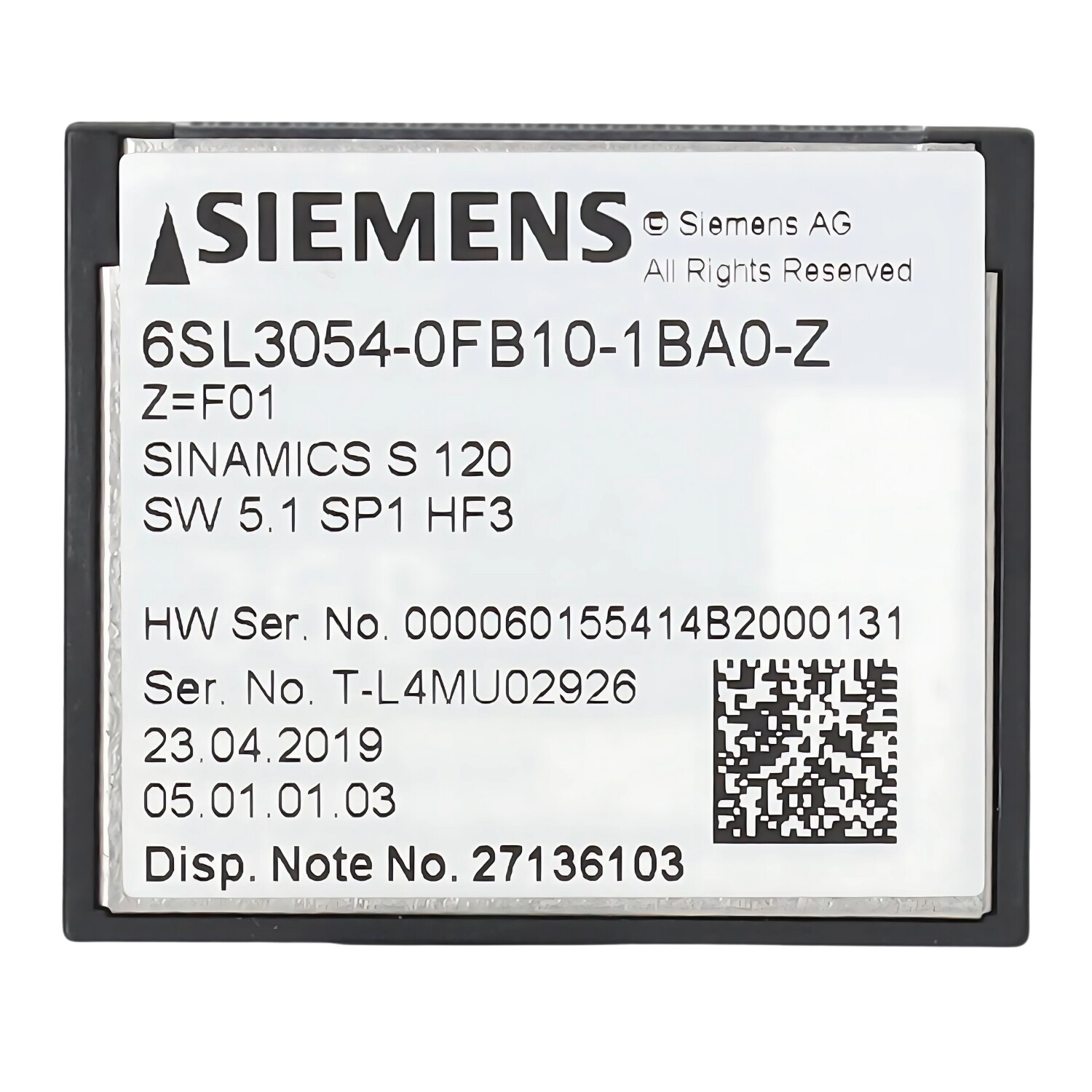 SIEMENS SINAMICS S120 CompactFlash Card 6SL3054-0FB10-1BA0-Z
