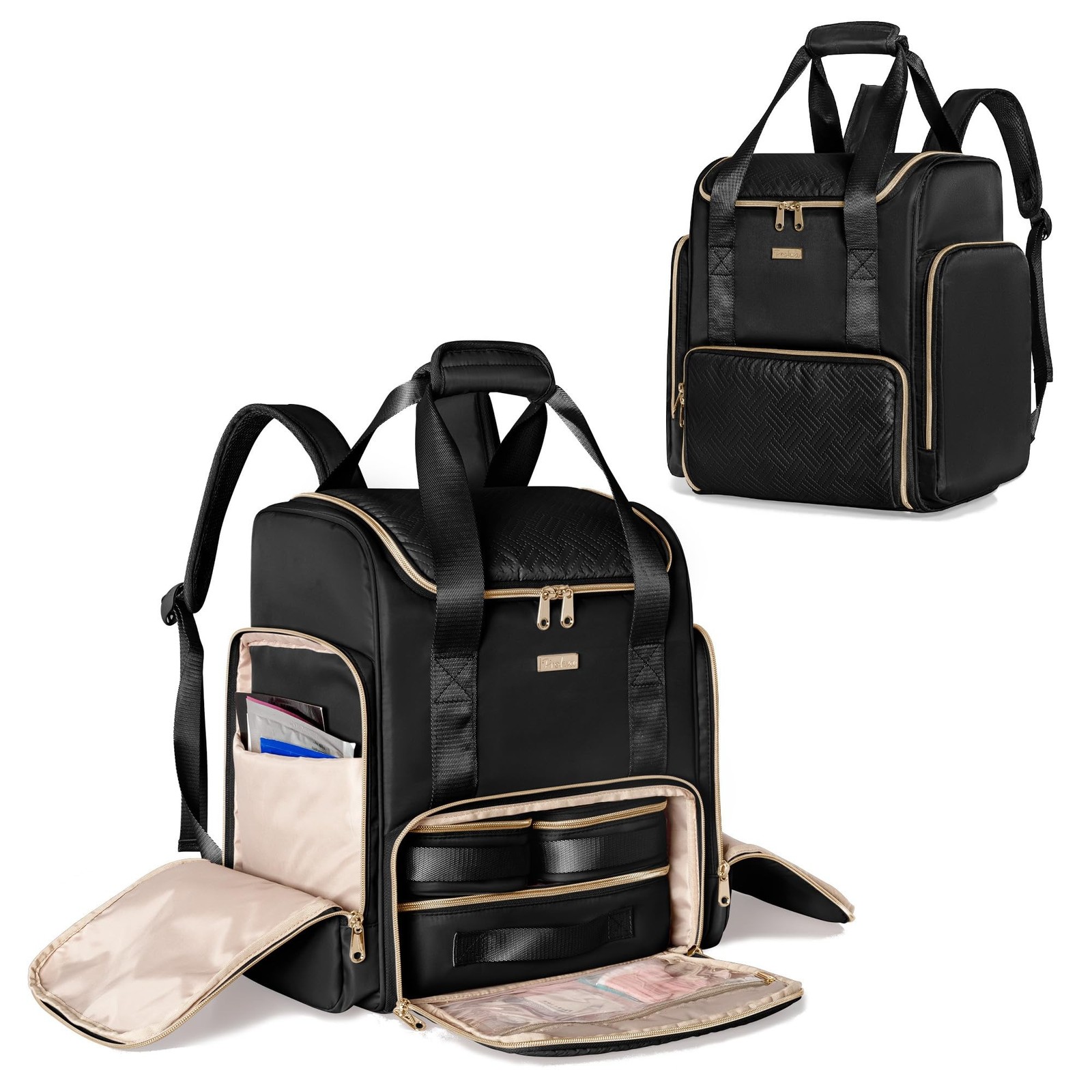 Large Makeup Backpack with 3 Clear Makeup Bags, Double Layers Professional Ma...