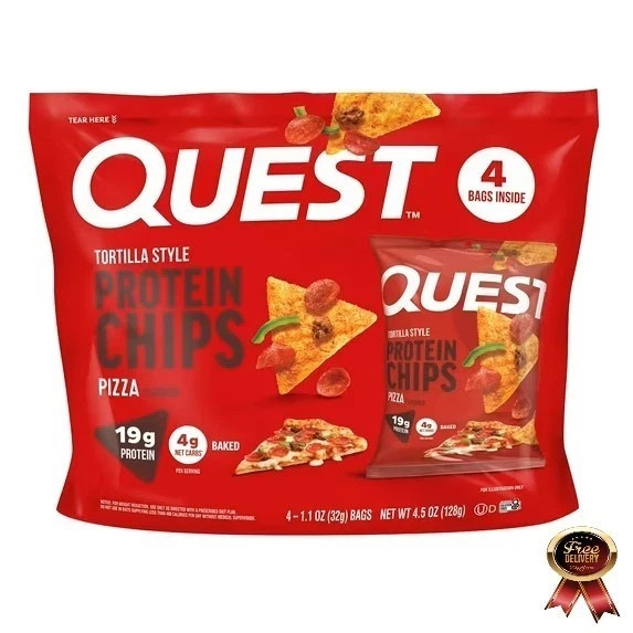 Quest Tortilla Style Protein Chips, 19g Protein, Baked, Pizza Flavor, 1.1oz Bags