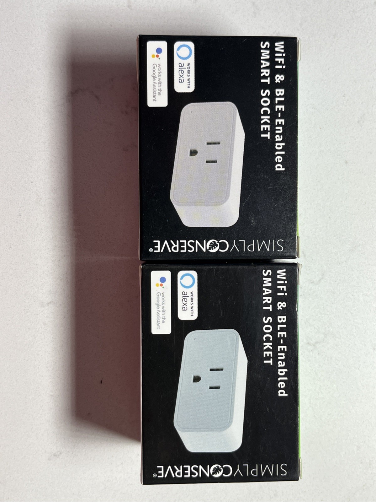 NEW 2 Pack Simply Conserve WiFi & BLE Enabled Smart Socket For Alexa & Google