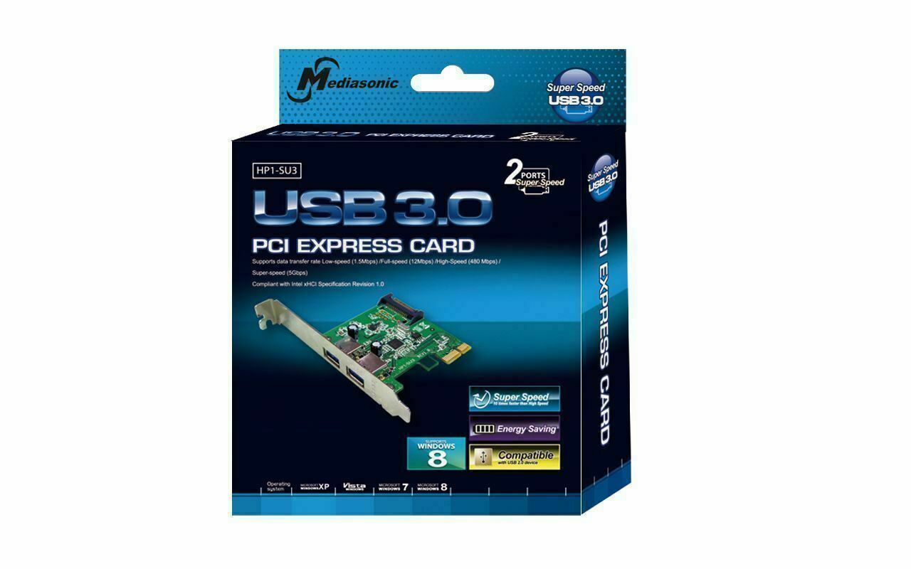 New Mediasonic USB 3.0 PCI-Express Card -- Add two USB 3.0 ports to your PC!
