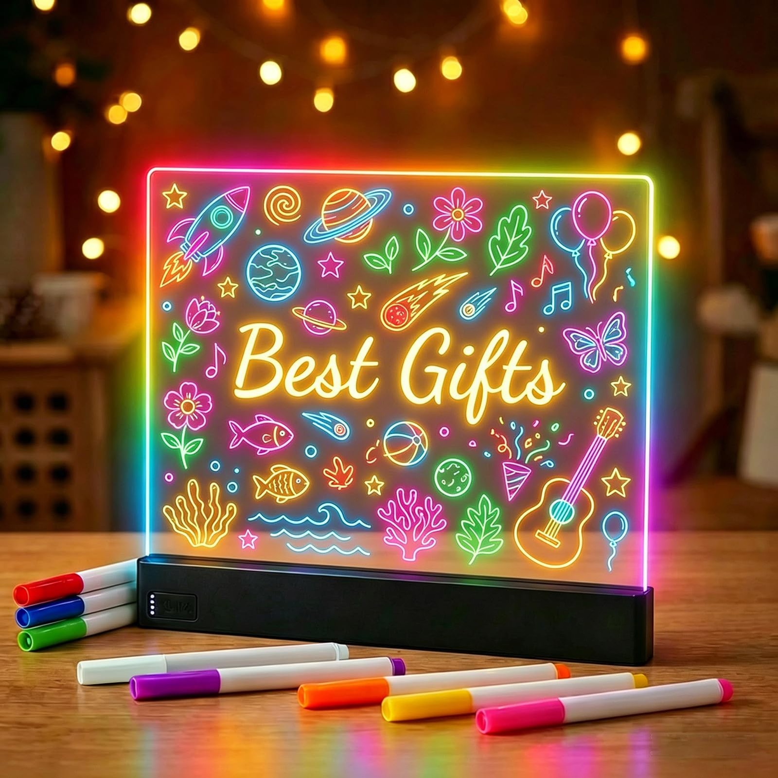 16 Inch LED Note Board with 8 Dry Erase Markers for Kids Toys, Glow Drawing B...