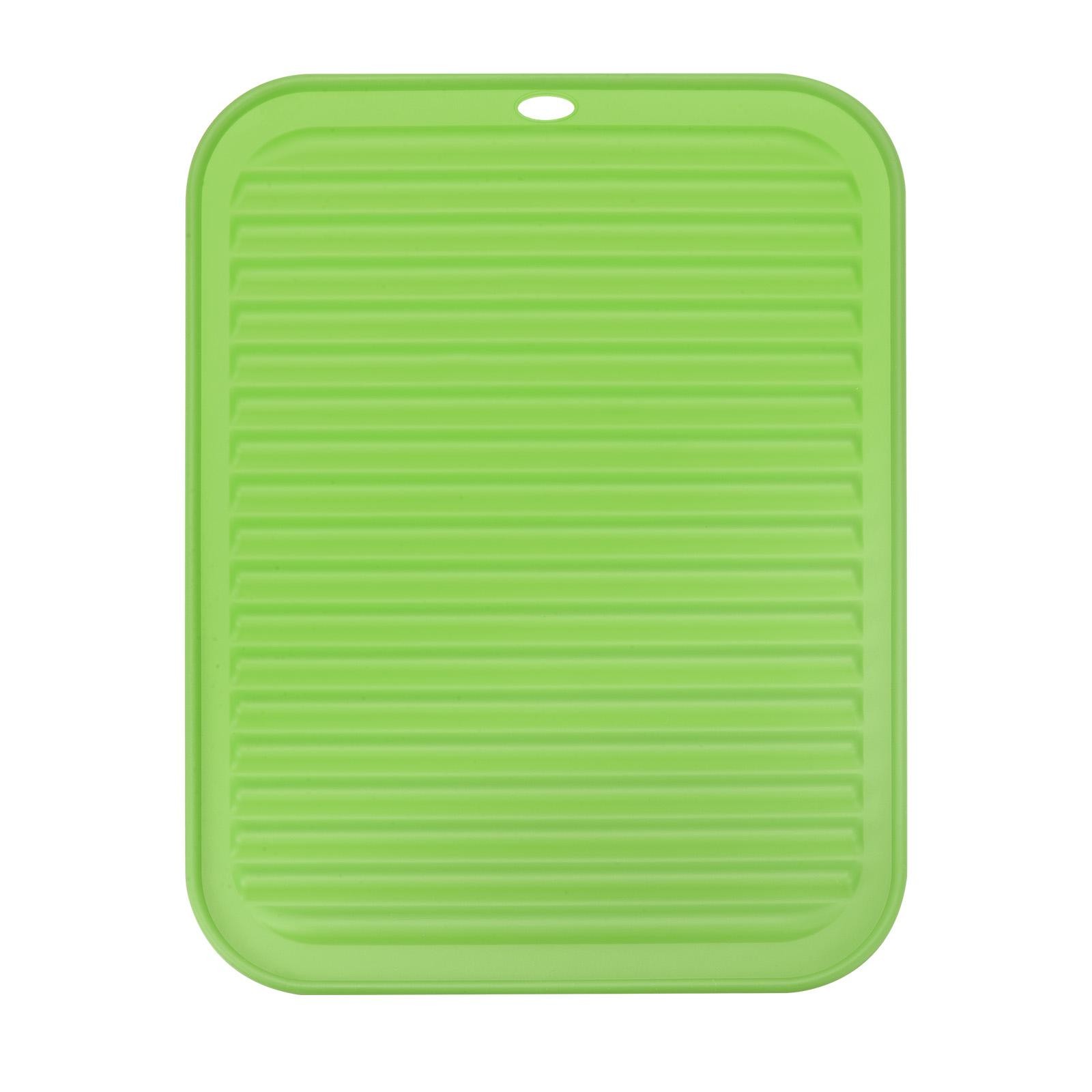 Silicone Dish Drying Mat 12" x 9" Reusable Sink Drain Pad Green