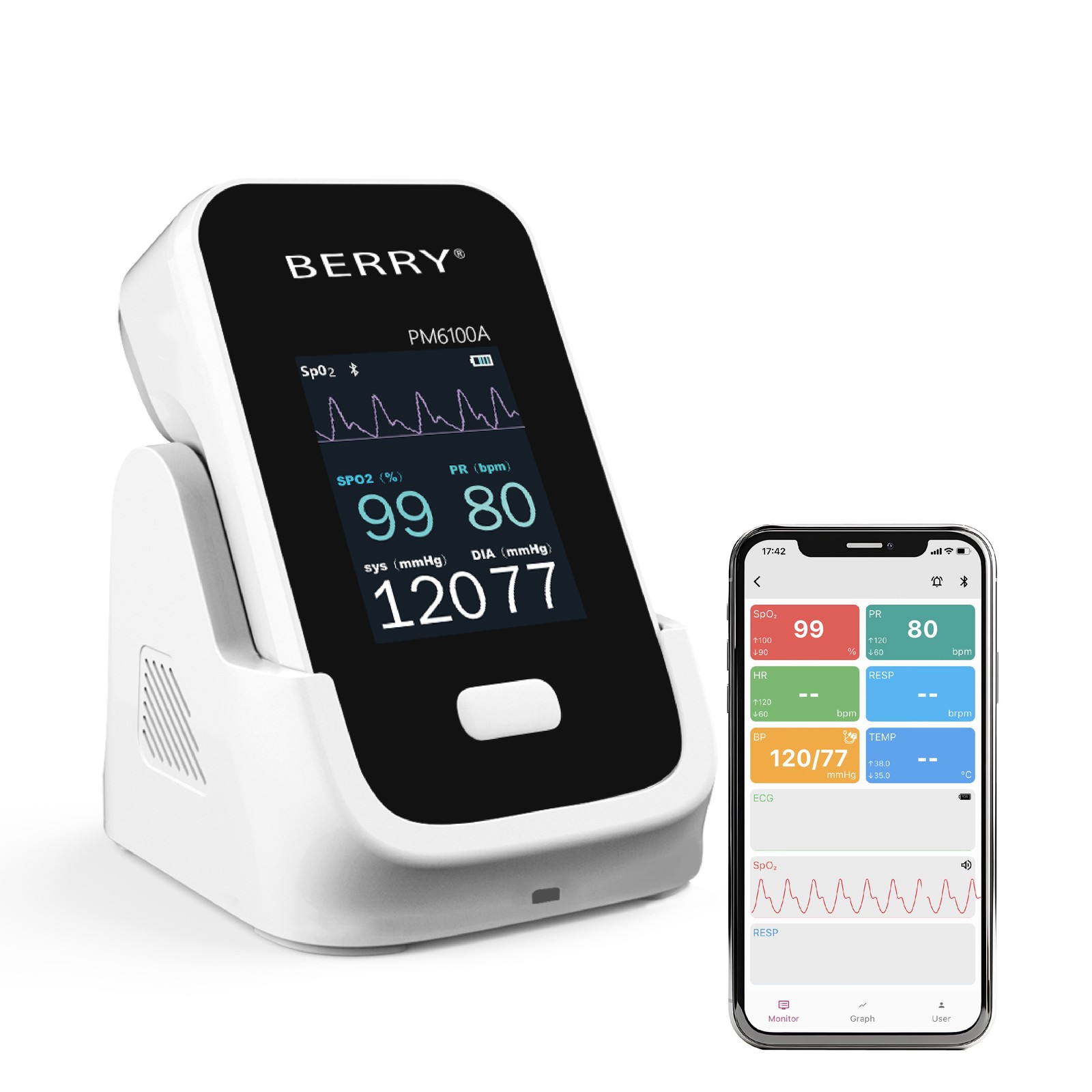 Handheld Vital Signs Monitor SpO2 Pulse Rate Blood Pressure Monitor Rechargeable