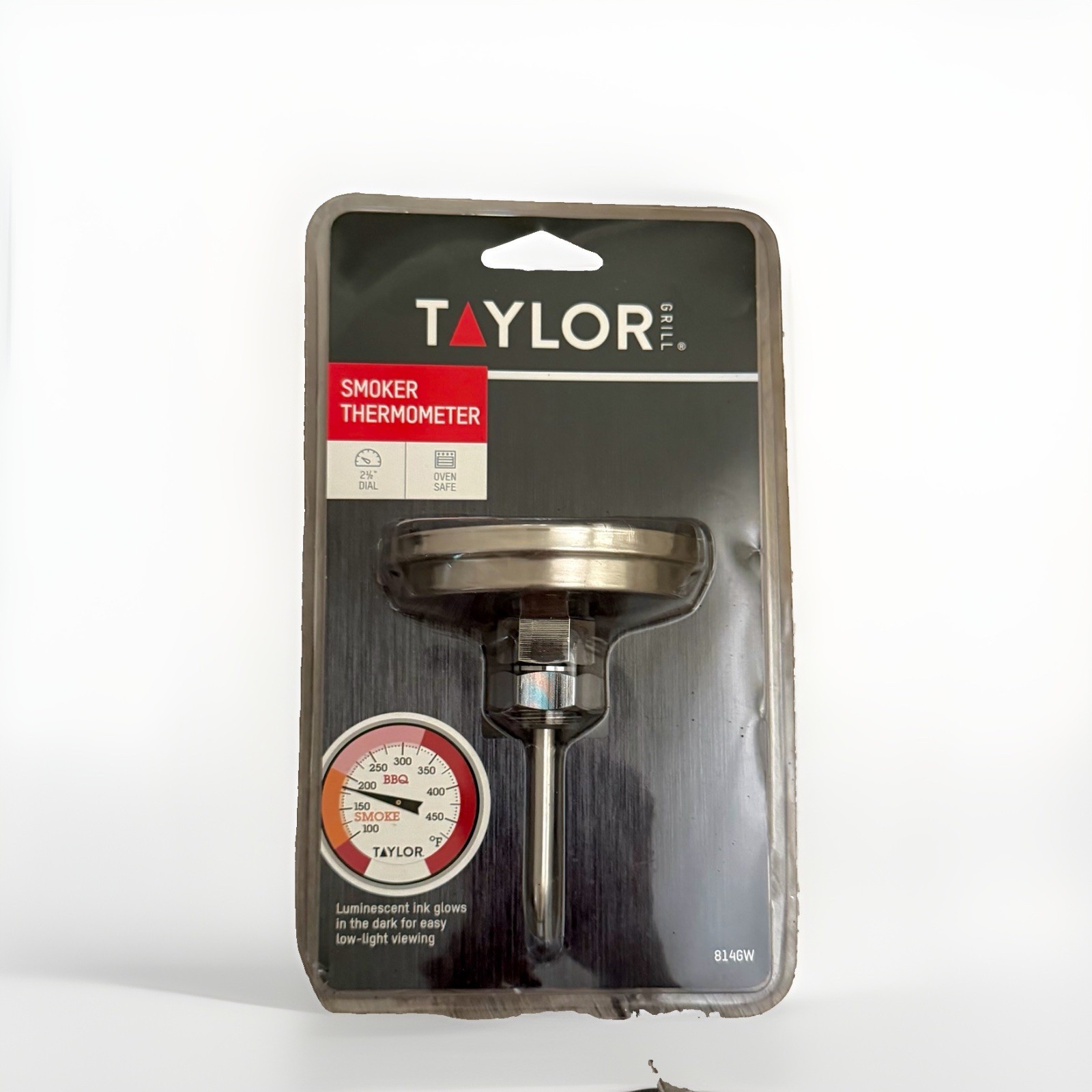 Taylor Grill #814GW Smoker Thermometer 100-475 Degrees 2.5" Dial Oven Safe New