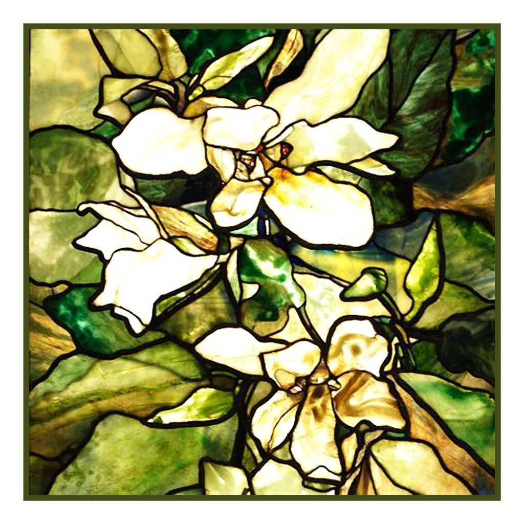 Louis Comfort Tiffany Magnolia Blosson detail Counted Cross Stitch Chart Pattern