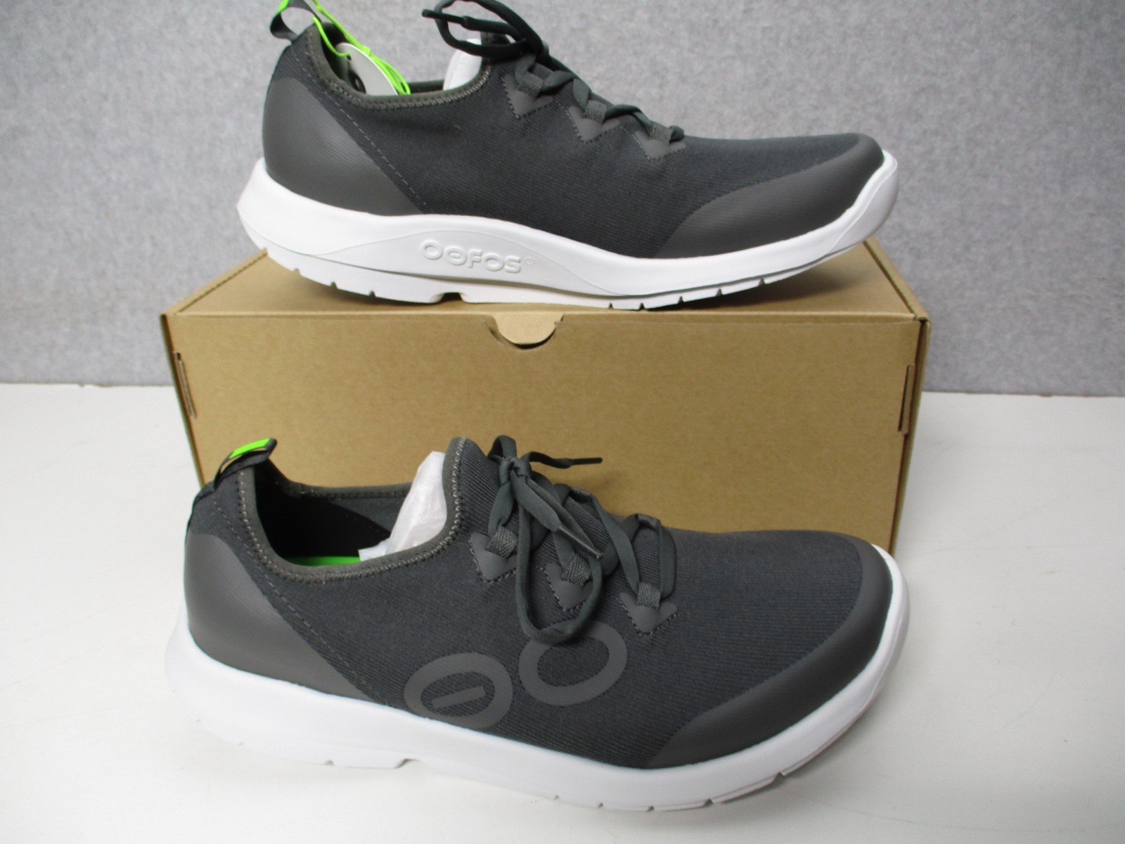 OOFOS OOMG Sport LS Volcanic Ash Gray Shoes Lace Recovery Comfort Mens Sz 12