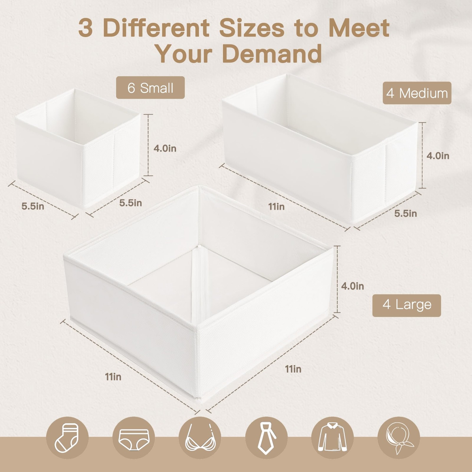 Drawer Organizer Clothes, 14 Pack Dresser Organizer for Baby Clothes, Underwe...