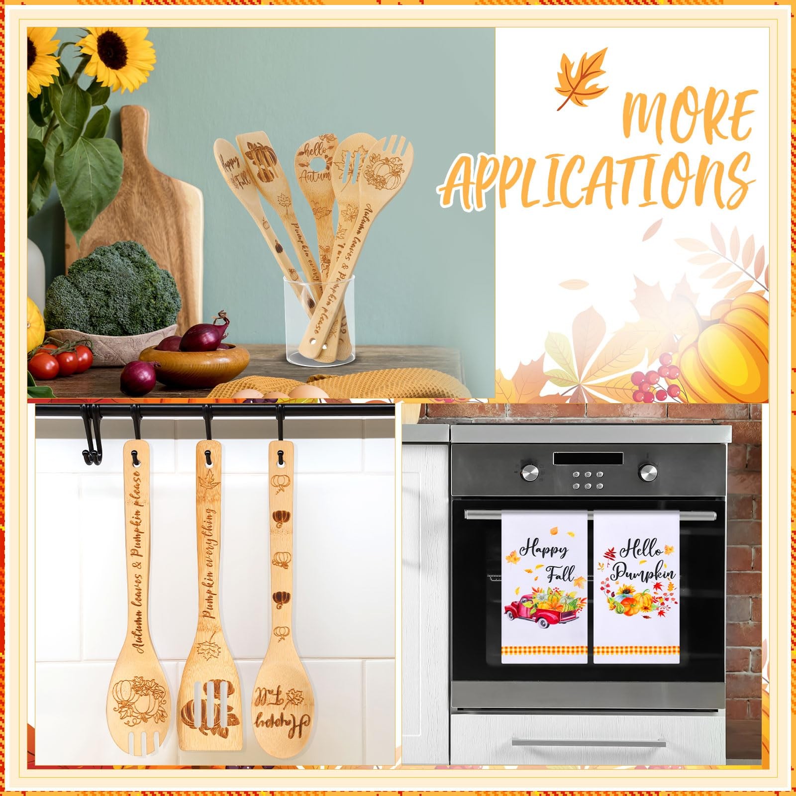 Minatee 7 Pcs Fall Themed Gifts Kitchen Decor Set, Including 2 Autumn...