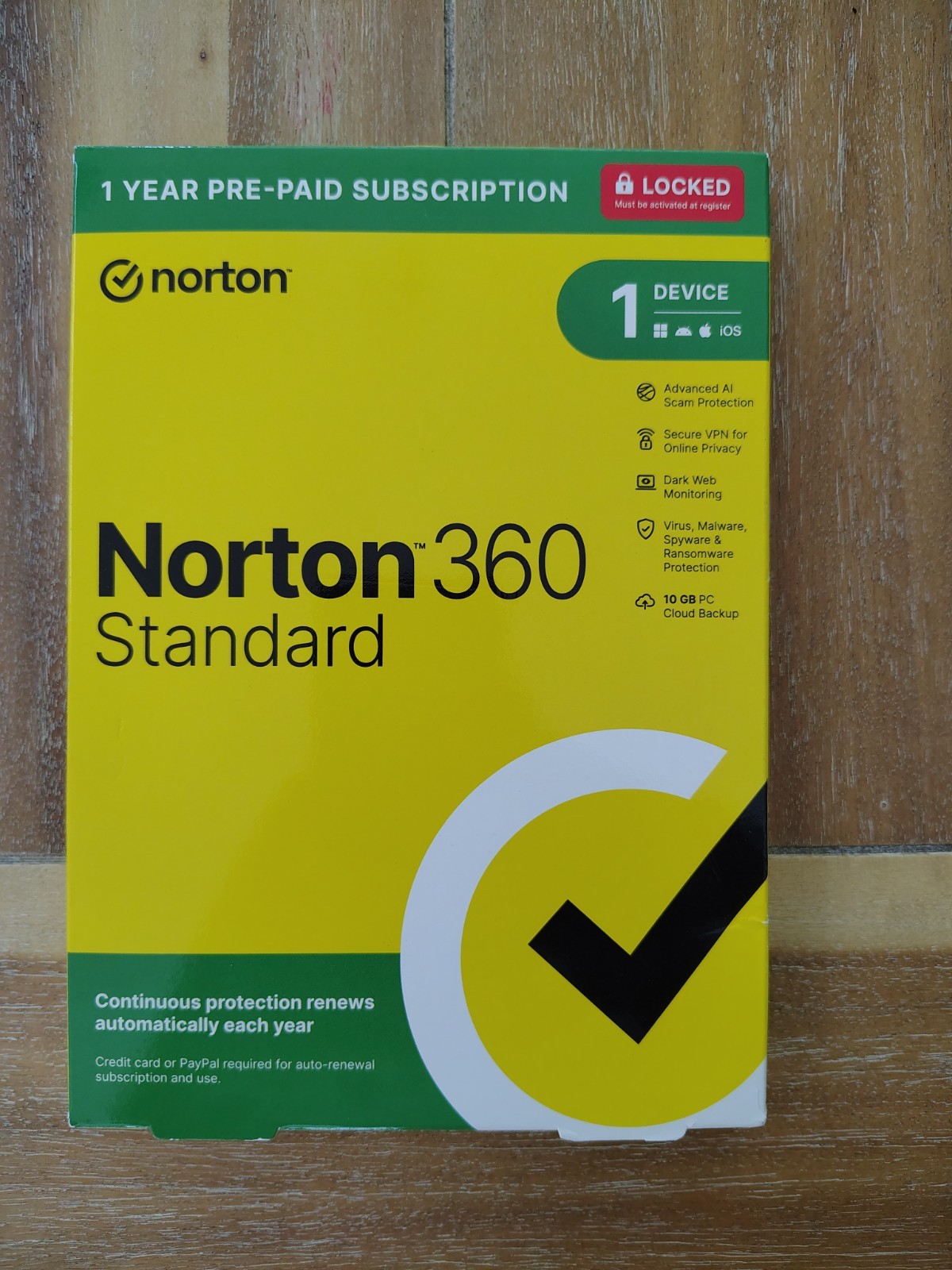 NORTON 360 STANDARD 1 DEVICE 2026 Internet Security Key Card New Ships Fast !