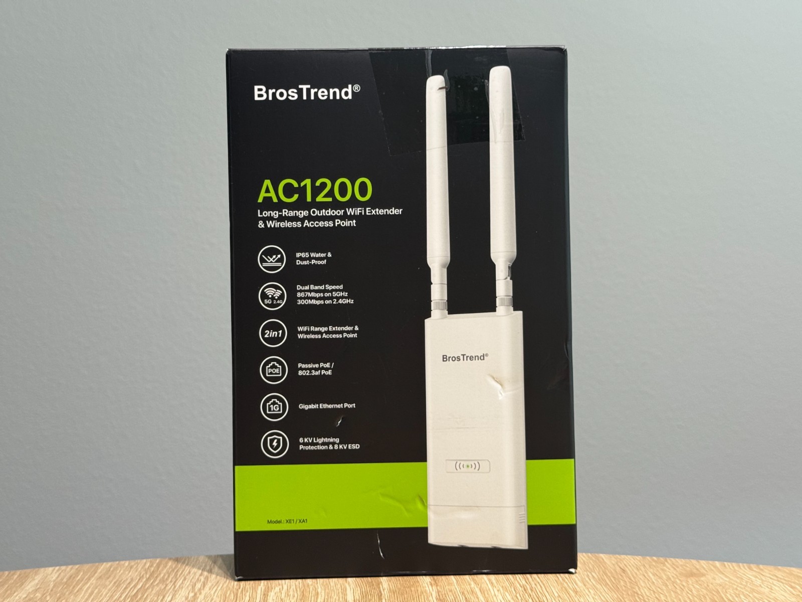 BrosTrend AC1200 Outdoor WiFi Extender Long Range, Dual Band 5GHz + 2.4GHz, IP65