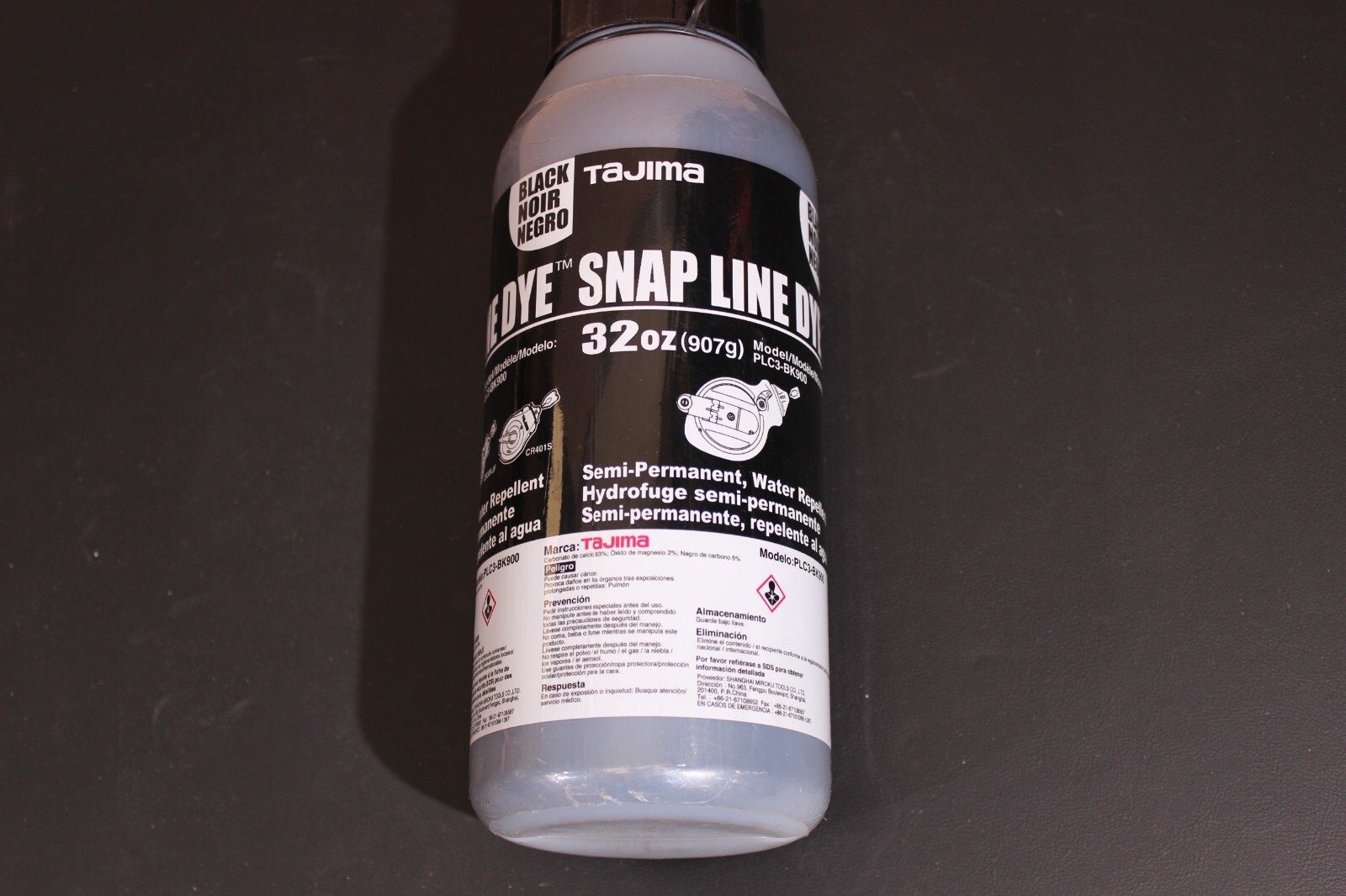 Tajima PLC3-BK900 Snap Line Dye, Permanent Marking Chalk, Black, 32 oz.