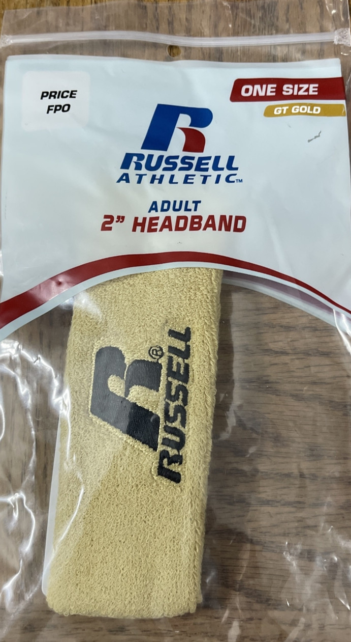 Russell Athletics Adult 2” GT Gold Headband-Brand New-SHIPS N 24 HOURS
